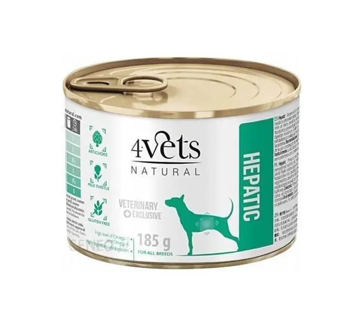 Dieta veterinara pentru caini Care sufera de insuficienta hepatica si alte boli ale ficatului 4VetS Hepatic Support, 185 g