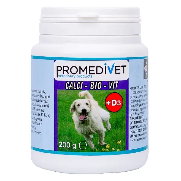 Calciu pentru caini Promedivet Calci Bio Vit, 200 g