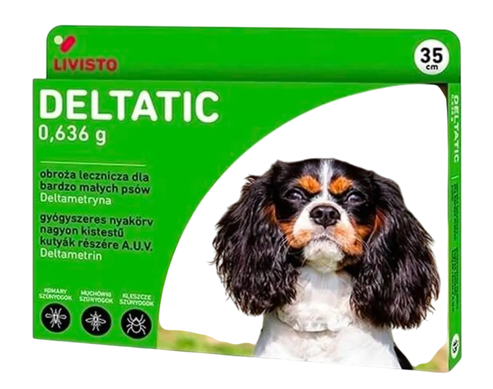 Zgarda antiparazitara caini talie foarte mica Deltatic, 35 cm