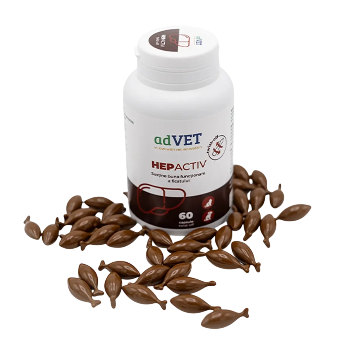 Supliment hepatic pentru caini si pisici HepActiv, 60 capsule