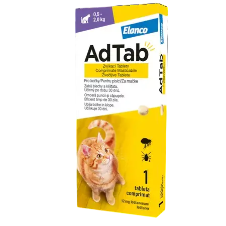 Antiparazitar extern pisici AdTab, 1 comprimat