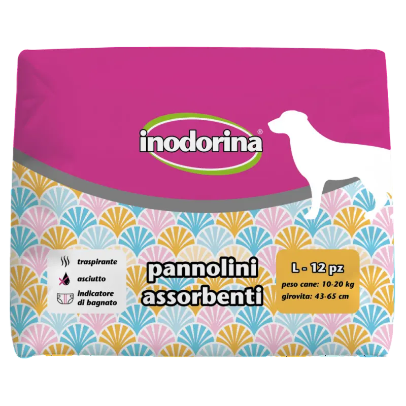 Scutece pentru caini Inodorina L (10-20 kg), 12 bucati