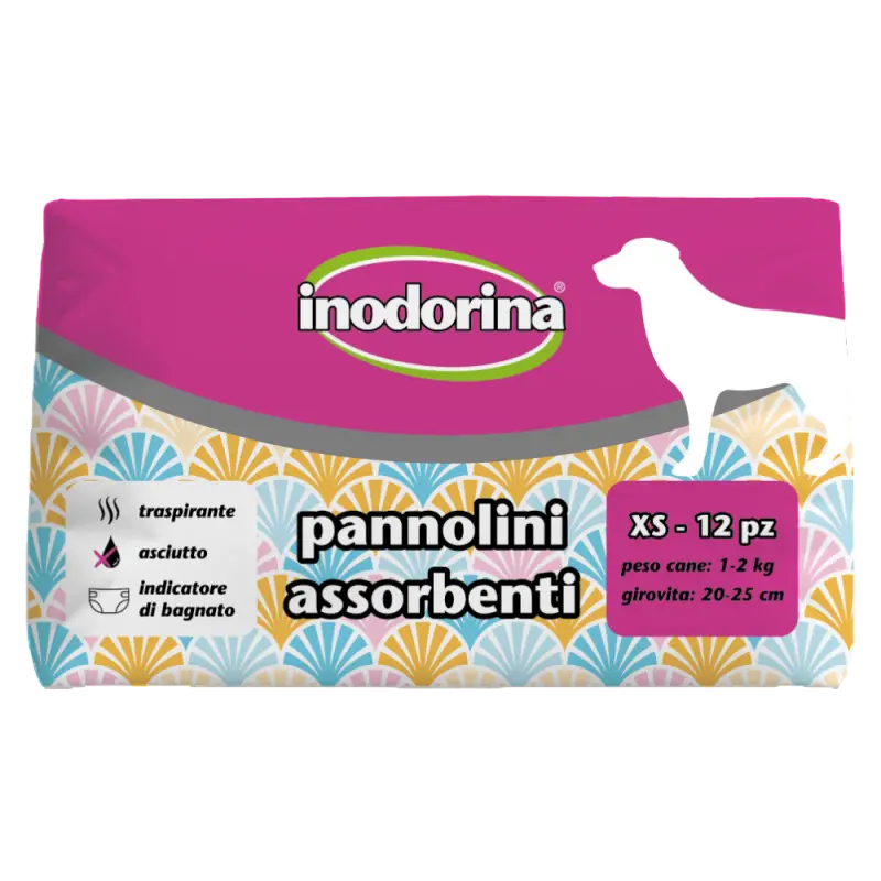 Scutece pentru caini de talie mica Inodorina XS (1-2 kg), 12 bucati