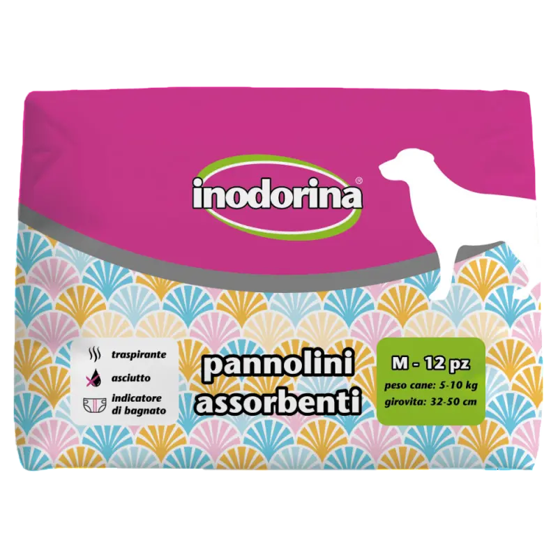 Scutece pentru caini Inodorina M (5-10 kg), 12 bucati