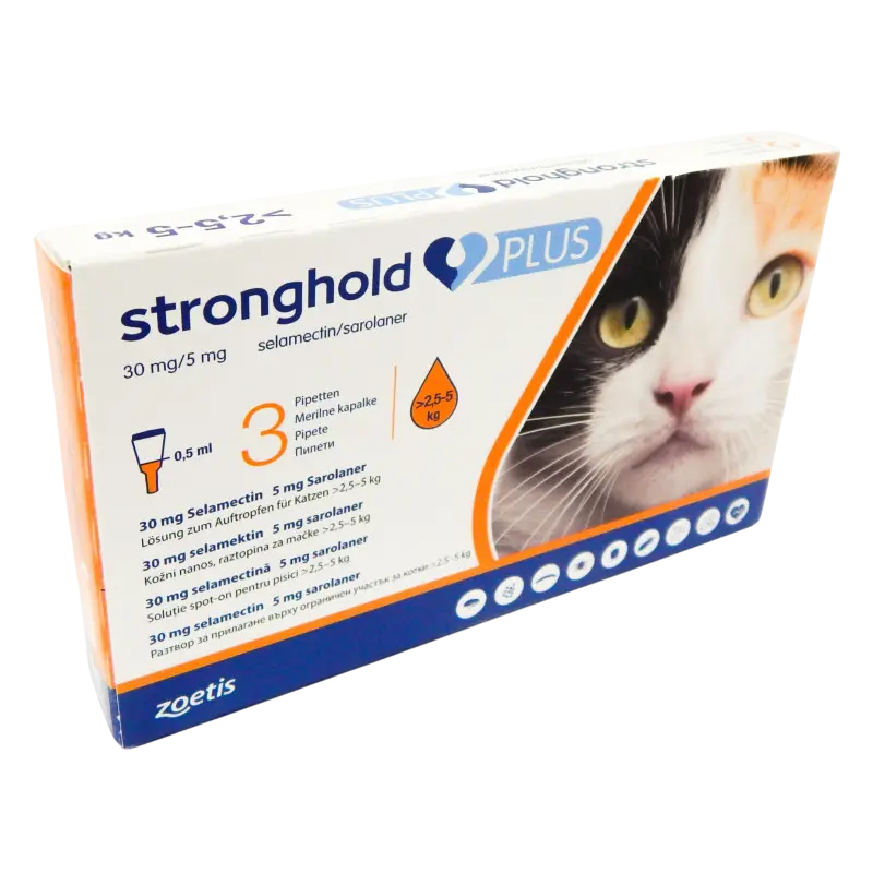 Stronghold Plus, antiparazitar pentru pisici 2.5-5 kg, 1 pipeta