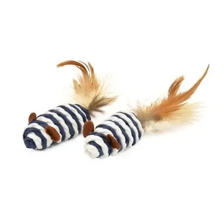 Set 2 jucarii pentru pisici – Soricei Sisal cu pene