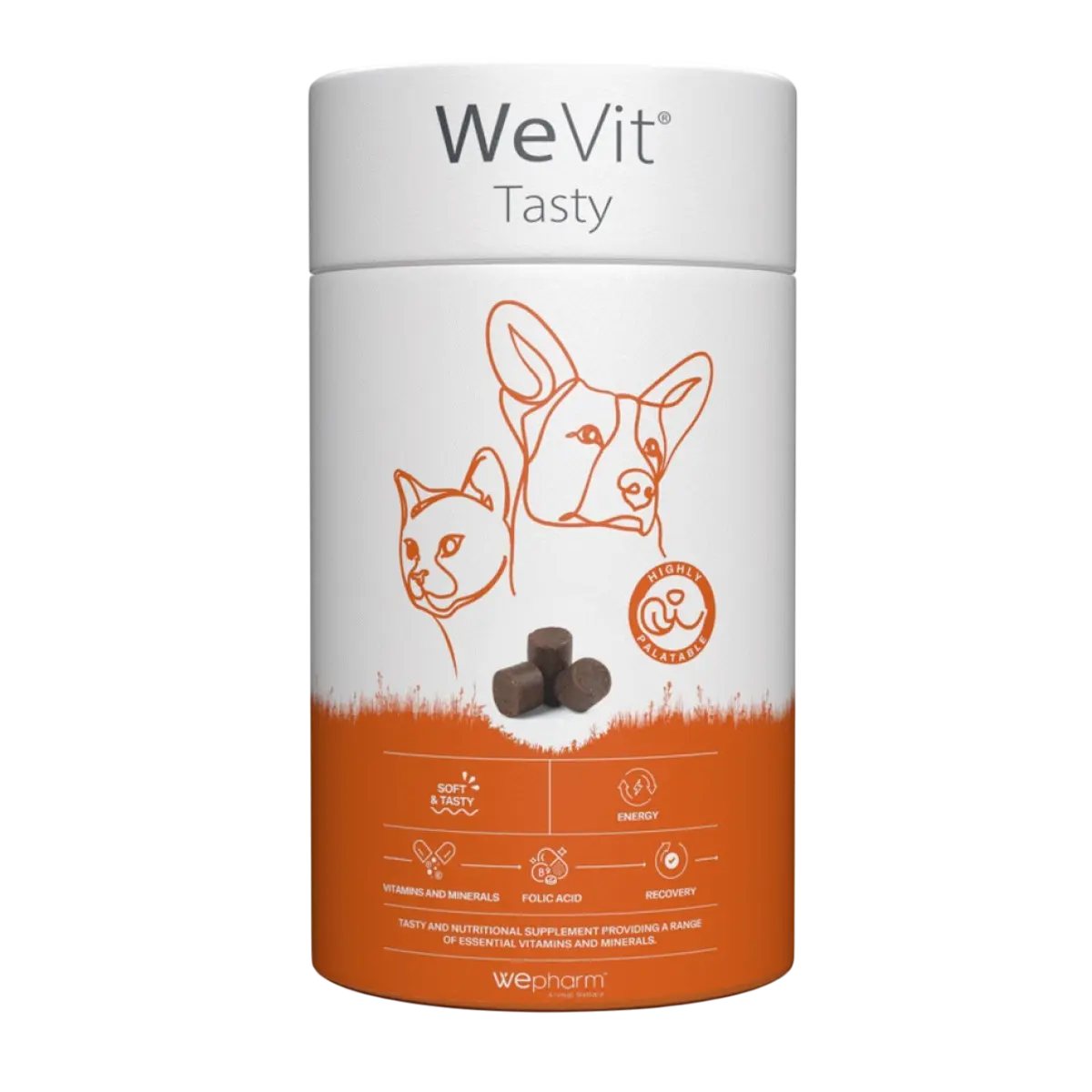 Recompense cu vitamine pentru caini si pisici WeVit Tasty, 30 comprimate masticabile