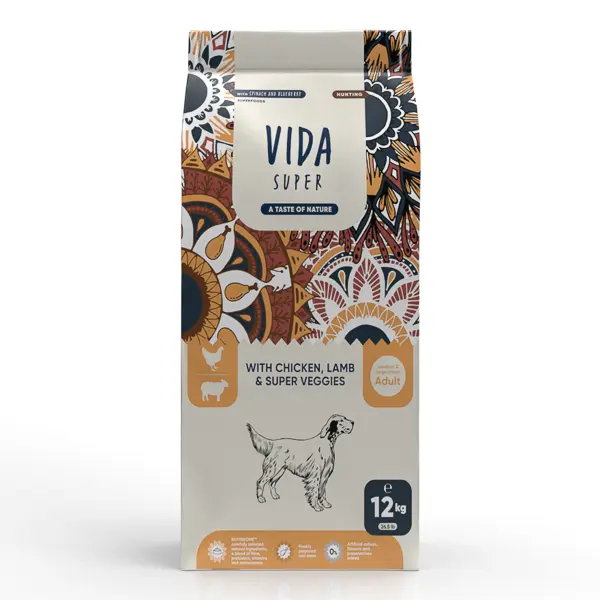 Vida Super Hunting with Chicken, Lamb & Super Veggies Adult Dog Medium & Large Breed 12 kg