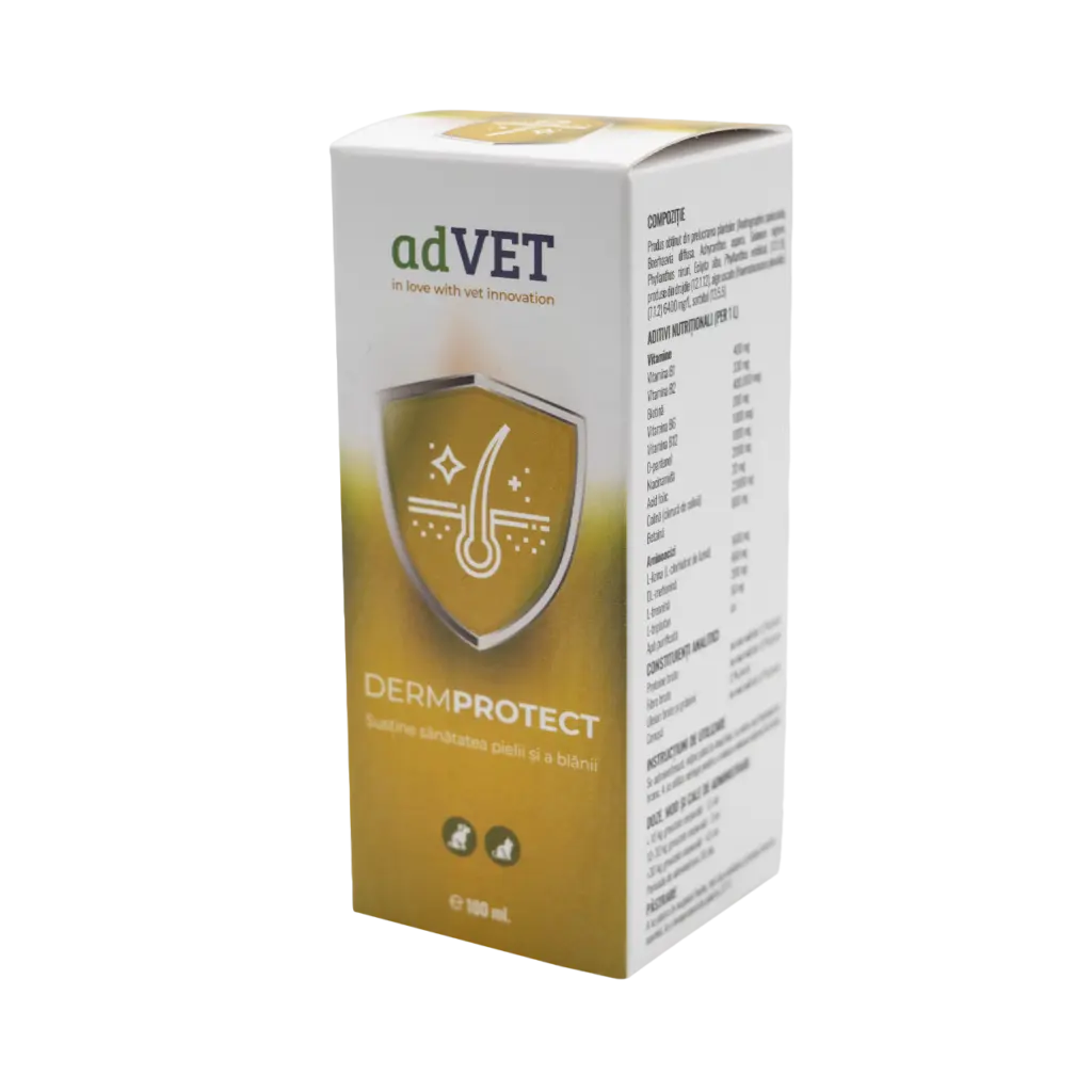 DermProtect, sustine satatatea pielii si a blanii, pentru caini si pisici, 100 ml