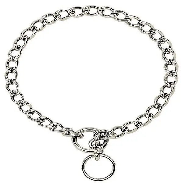 Zgarda caini din lant metalic, argintie, strangulanta, 3 mm x 45 cm