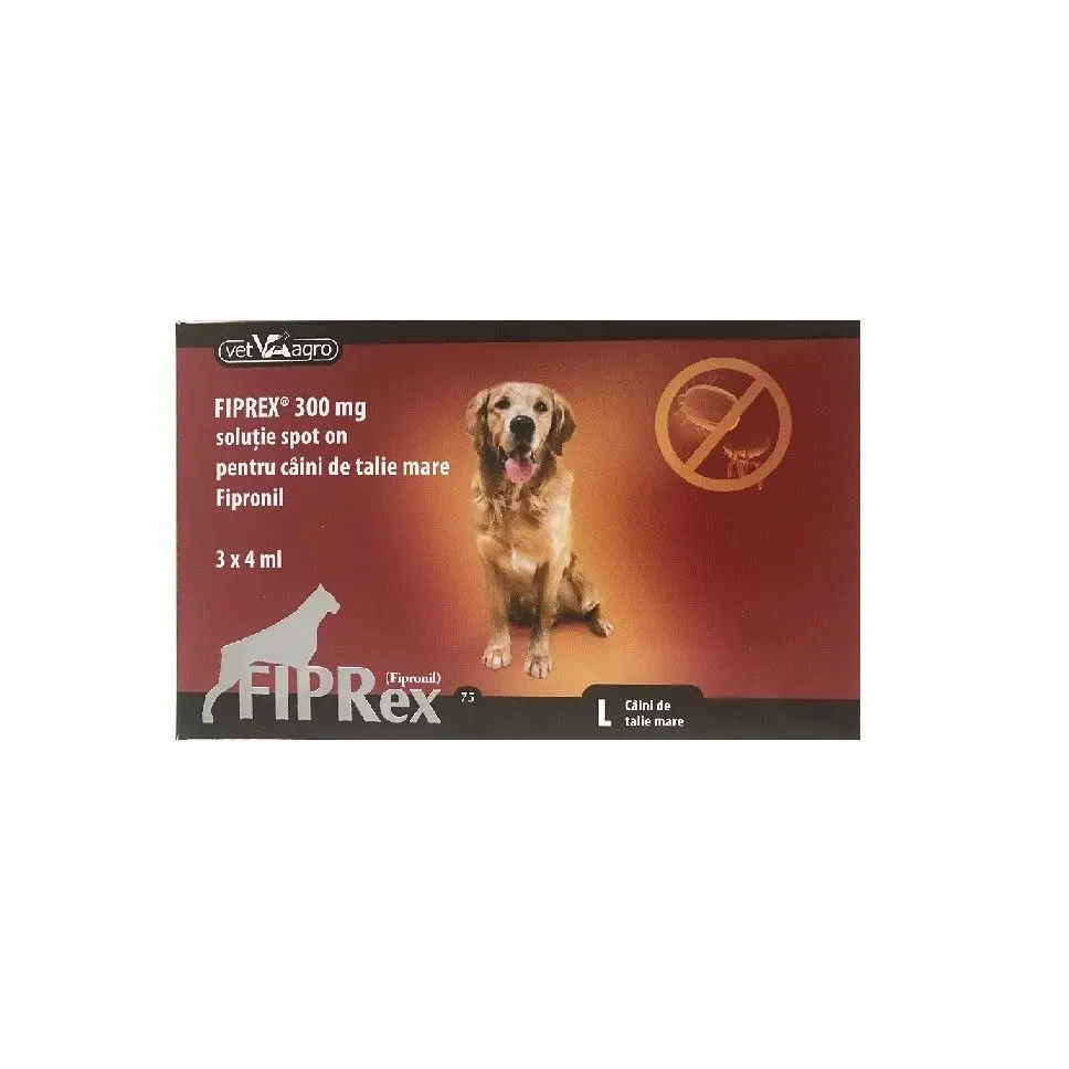 FIPRex 75 L, solutie antiparazitara externa caini talie mare (20-40 kg), cutie cu 3 pipete
