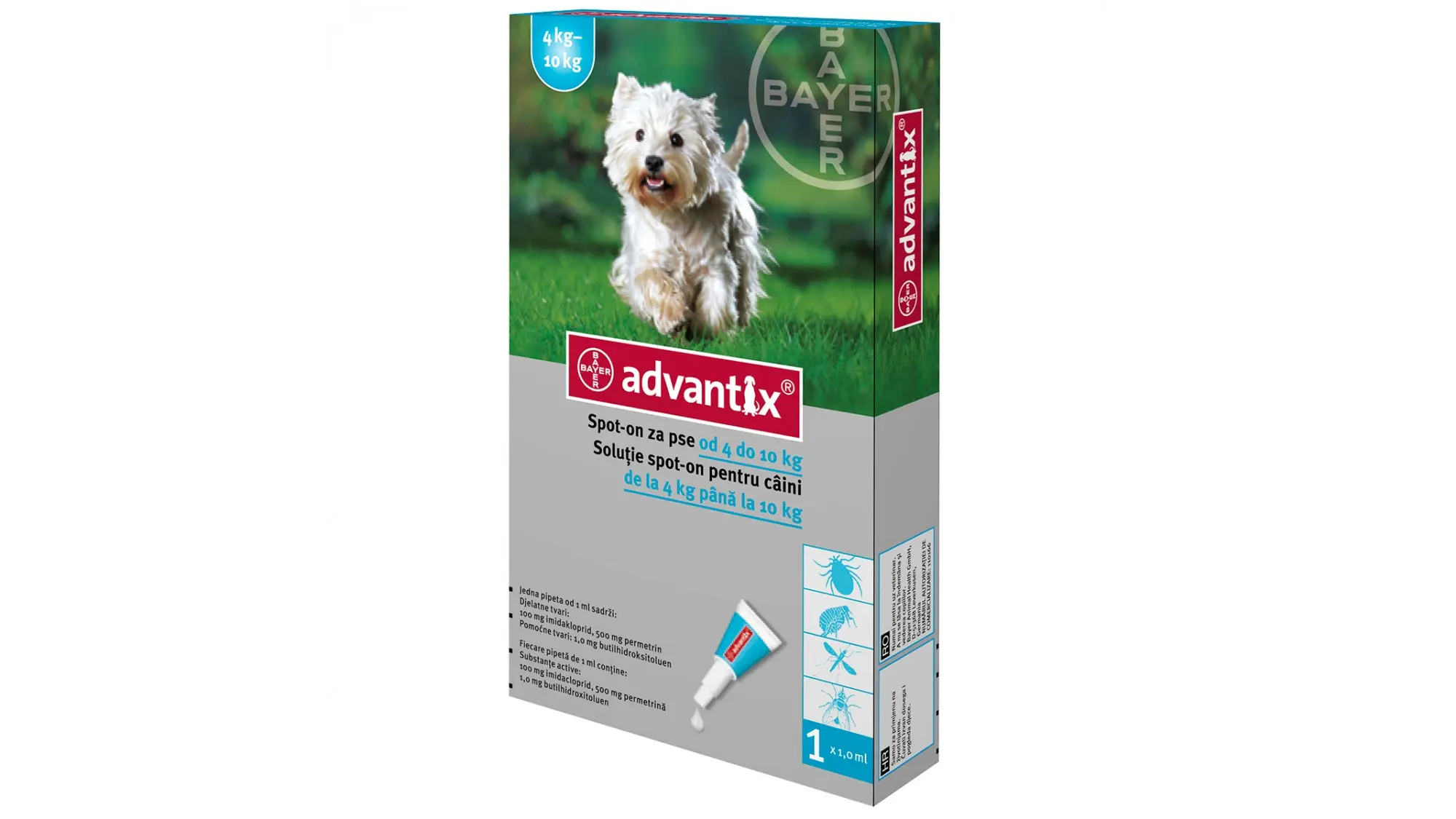 Advantix solutie antiparazitara pentru caini intre 4-10 kg, 1 pipeta