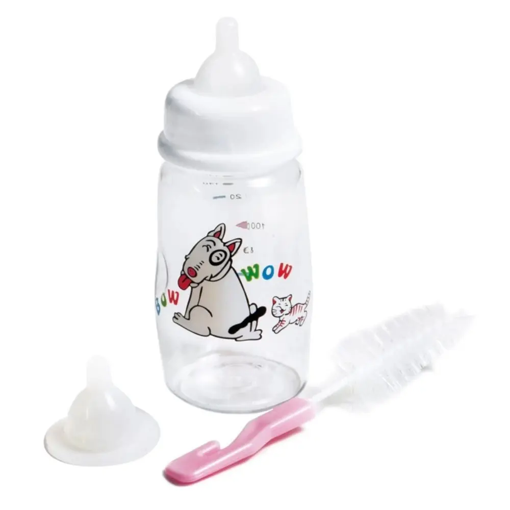 Sticla cu biberon pentru animale, 140 ml: plastic transparent, kit cu perie