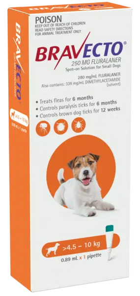 Antiparazitar extern pentru caini intre 4.5-10 kg Bravecto, 1 pipeta