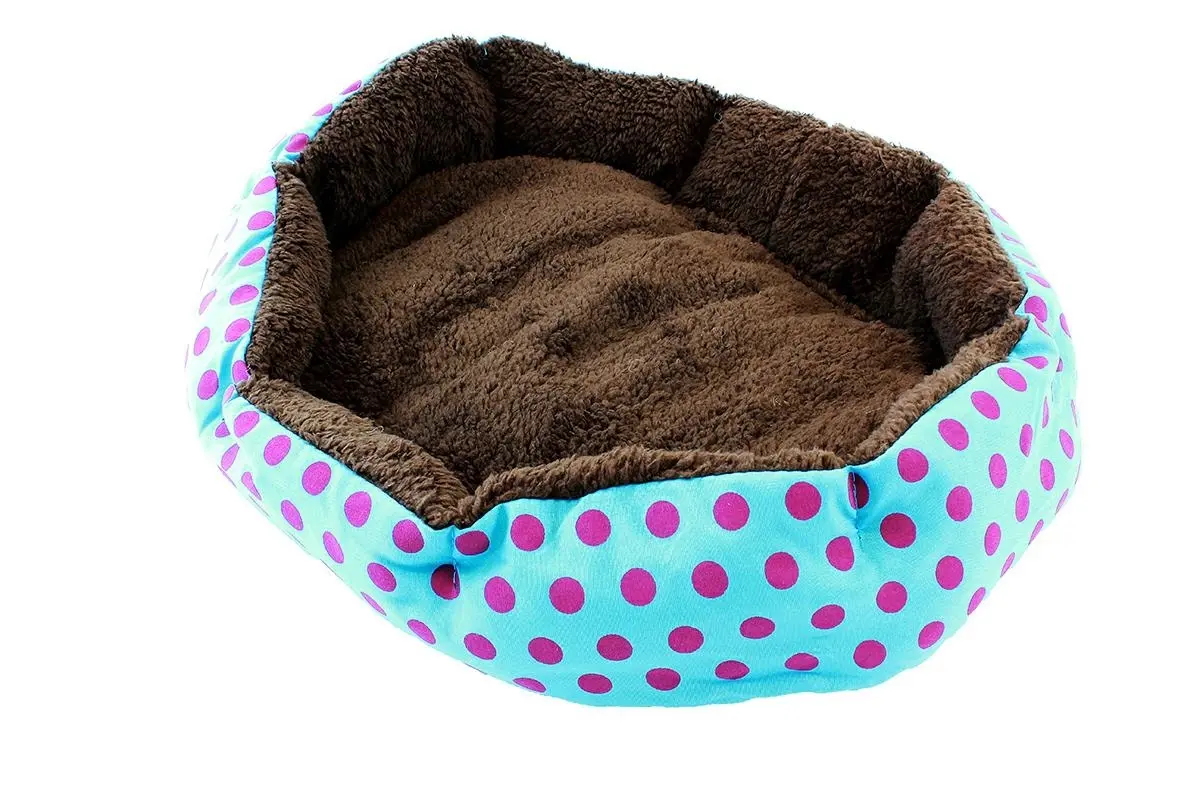 Culcus Patut Cu Perna, Albastru cu Buline Pentru Caini si Pisici