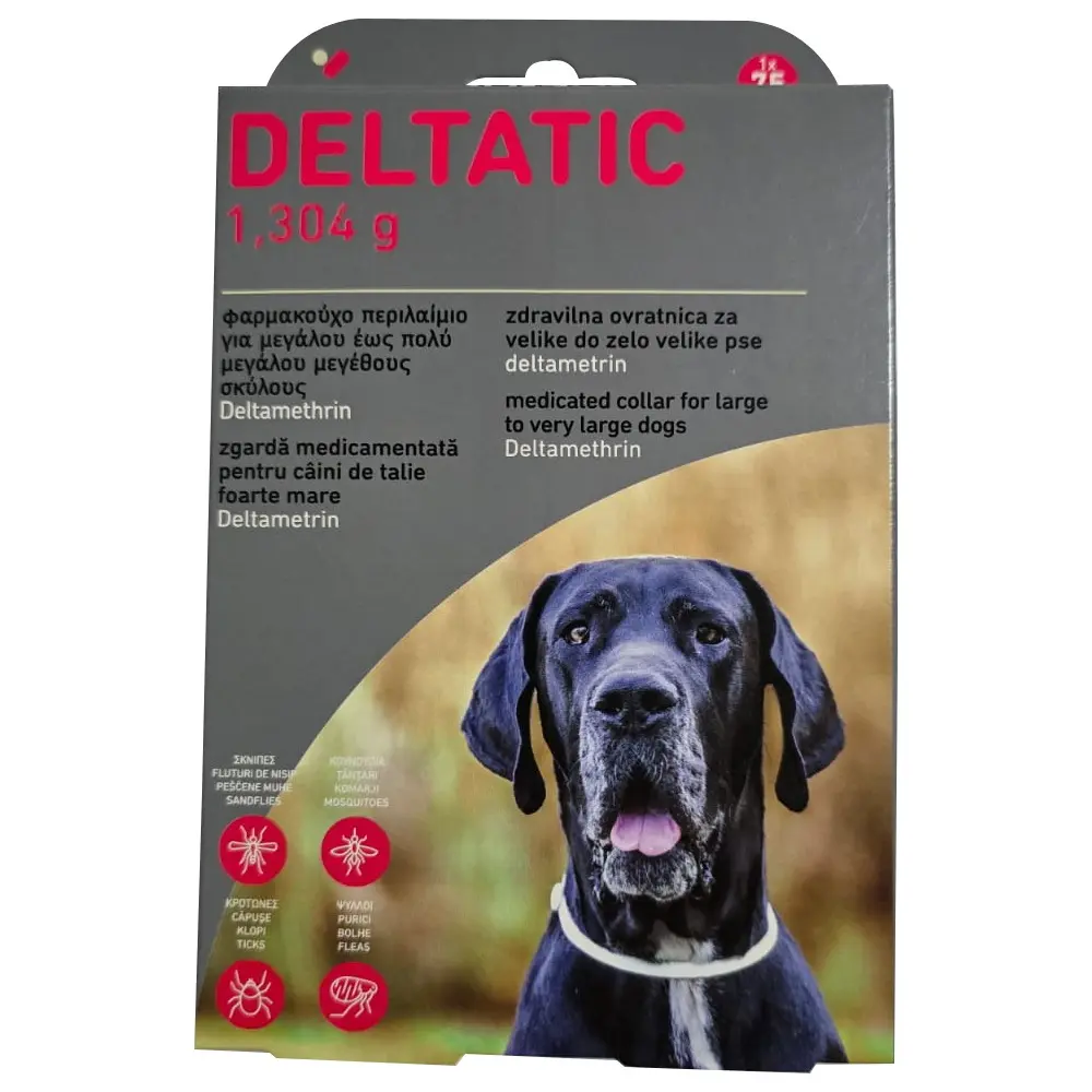 Zgarda antiparazitara pentru caini de talie mare Deltatic (25 kg+), 75 cm
