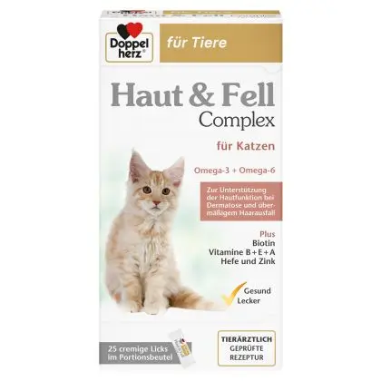 Supliment pentru piele si blana, pisici, Doppelherz Pets Complex, cutie cu 25 plicuri