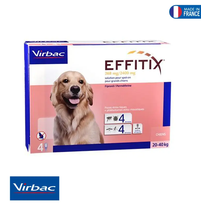 Antiparazitar extern pentru caini intre 20-40 kg Effitix L, 4 pipete