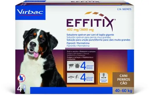 Antiparazitar extern pentru caini intre 40-60 kg Effitix XL, 4 pipete, EXPIRA 31.08.2026