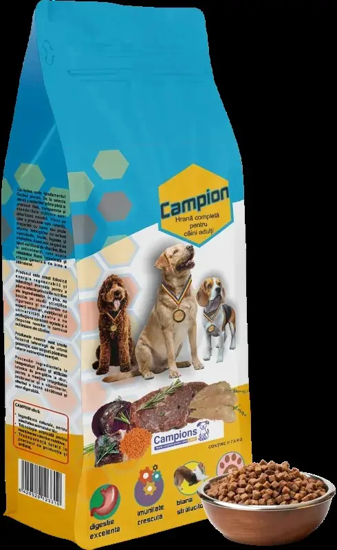 Campion, hrana uscata pentru caini adulti, cu vita si pui, 7.5 kg