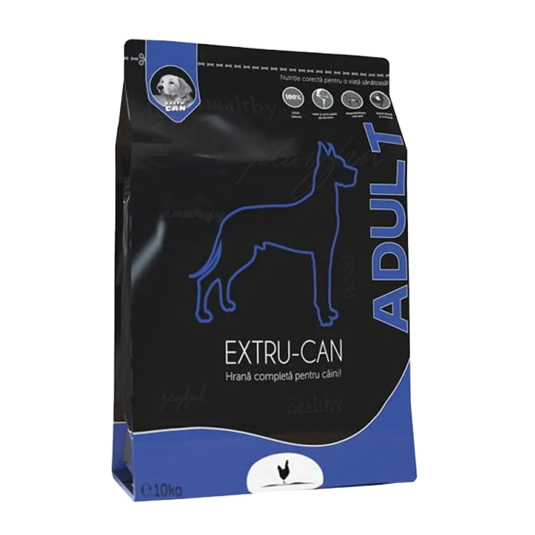 Extru-Can Adult cu pui, hrana uscata pentru caini adulti de talie mica, medie sau mare, 10 kg