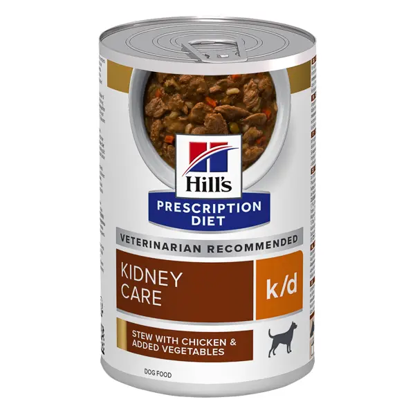 Hrana pentru caini Hill's Prescription Diet Kidney Care K/D, tocanita cu pui si legume, 5 x 354 g