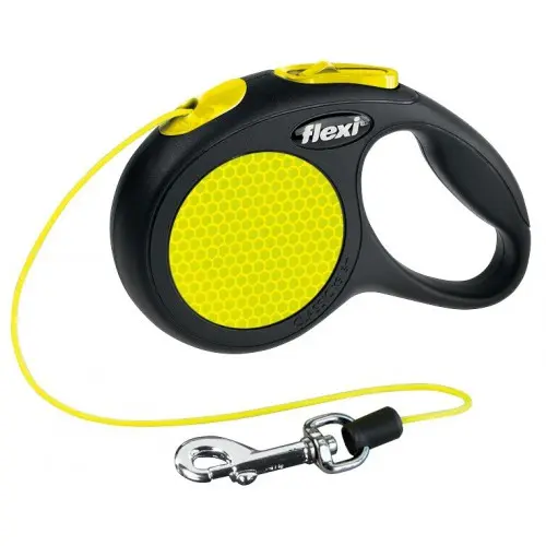 Lesa reflectorizanta, neon, maner ergonomic, lungime 3 m, pentru caini cu greutate de pana la 8 kg