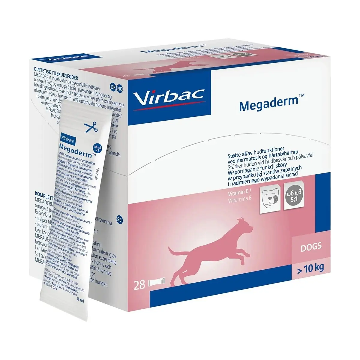Megaderm, supliment nutritional piele si blana lpentru caini si pisici, 8 ml, 28 plicuri