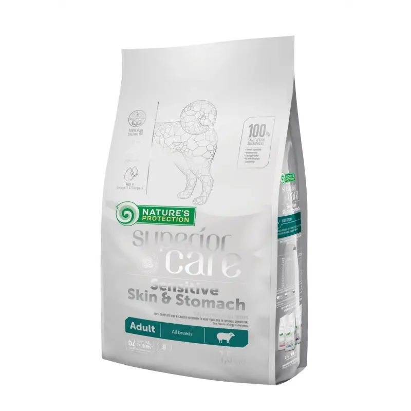 Nature's Protection Superior Care Sensitive Skin & Stomach, miel, hrana uscata pentru caini adulti de toate rasele, 1.5 kg