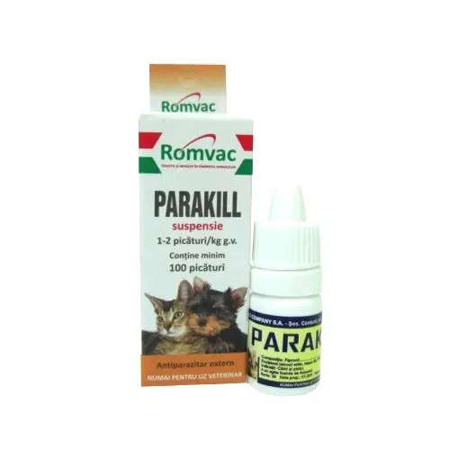 Parakill 5 ml, 100 picaturi, antiparazitare externa pentru caini si pisici