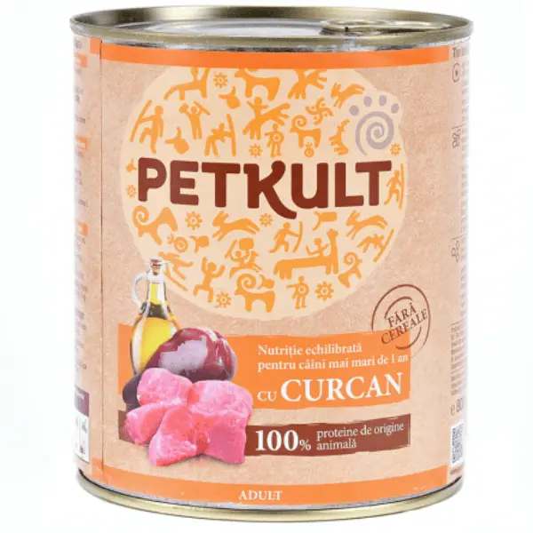 Petkult Conserva Caine Adult Cu Curcan, Pachet 3 X 800 Gr
