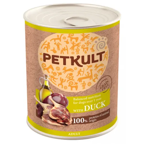 Petkult Conserva Caine Adult Cu Rata, Pachet 3 X 800 Gr