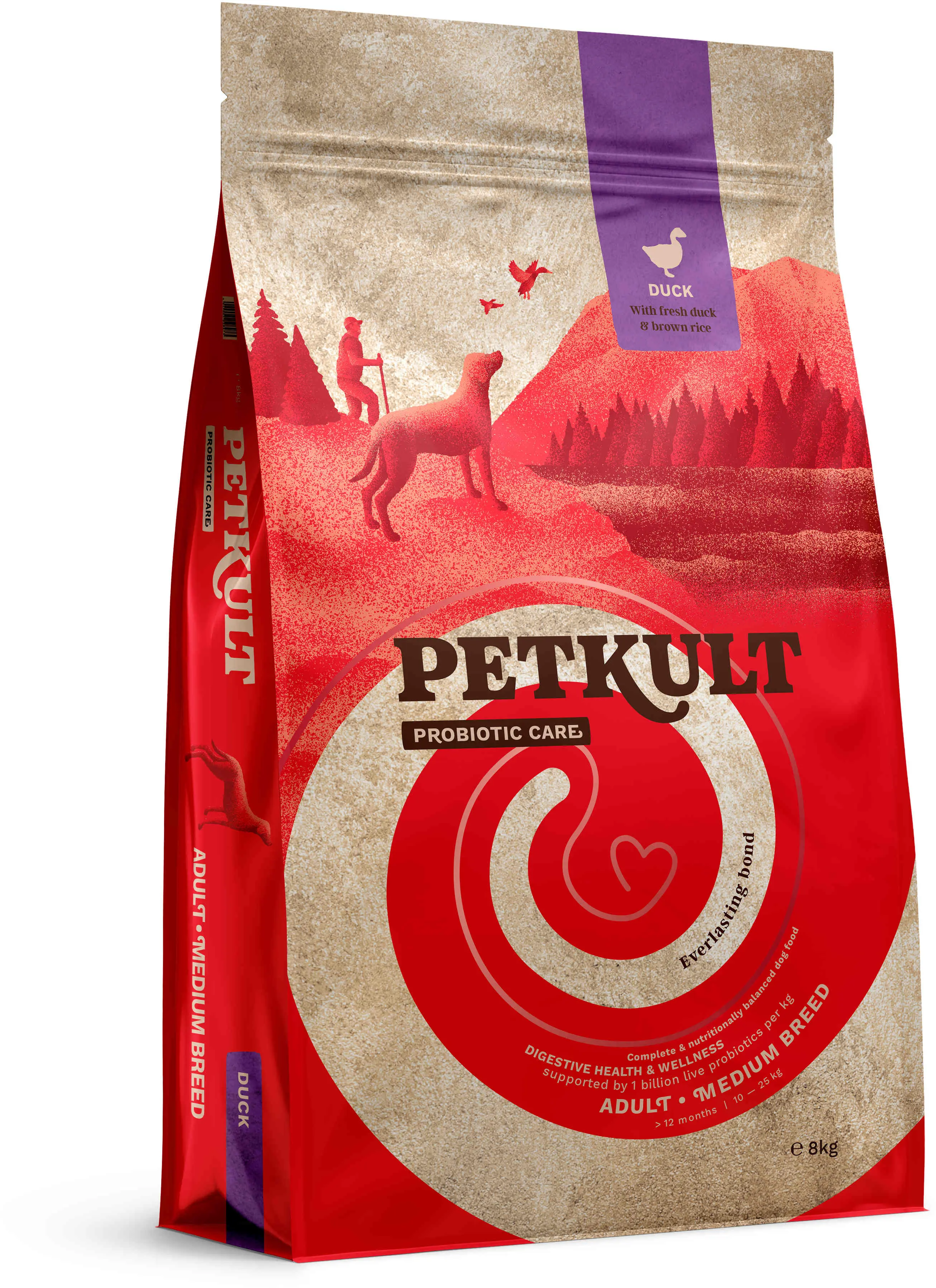 Petkult Probiotic Mediu Adult Cu Rata si Orez, 8 kg