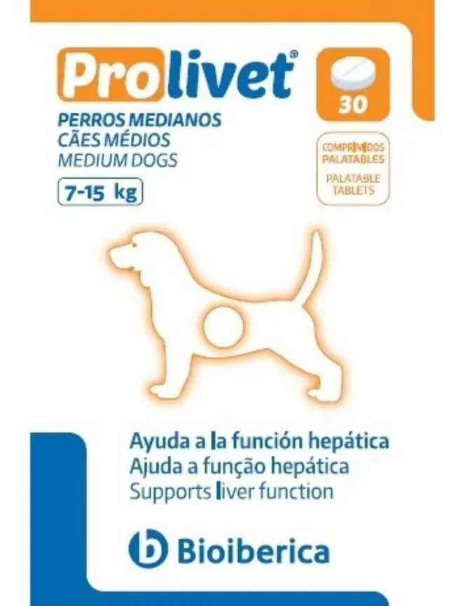 Prolivet, supliment nutritional pentru sustinerea functiei hepatice la caini de talie medie (7-15 kg), 30 tablete