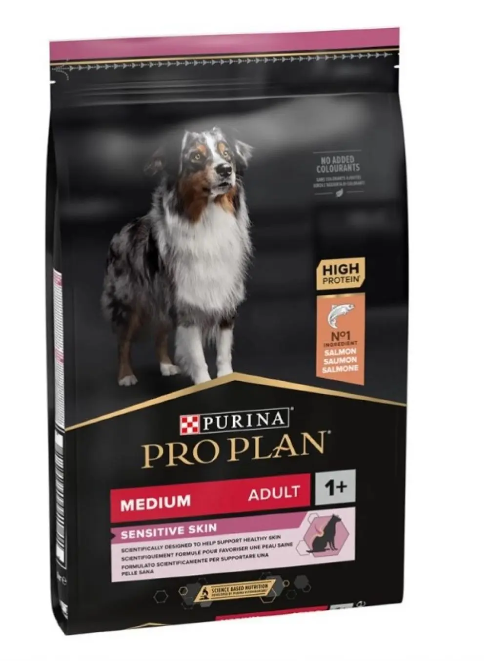 Purina Pro Plan Medium Adult Sensitive Skin Optiderma, somon, hrana uscata pentru caini adulti de talie medie, 3 kg