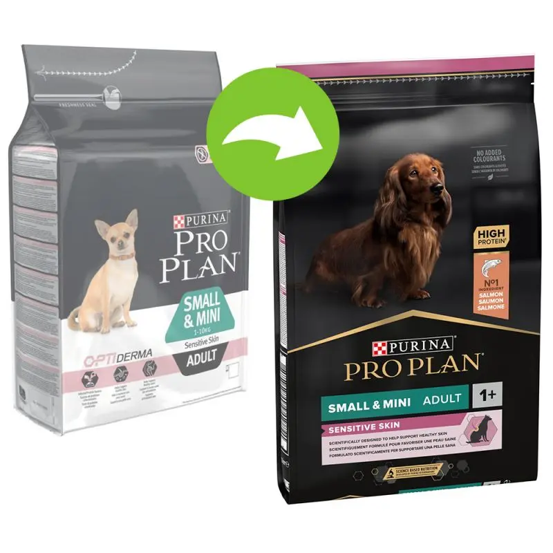 Purina Pro Plan Small & Mini Adult Sensitive Skin Optiderma, somon, hrana uscata pentru caini adulti cu piele sensibila, 7 kg
