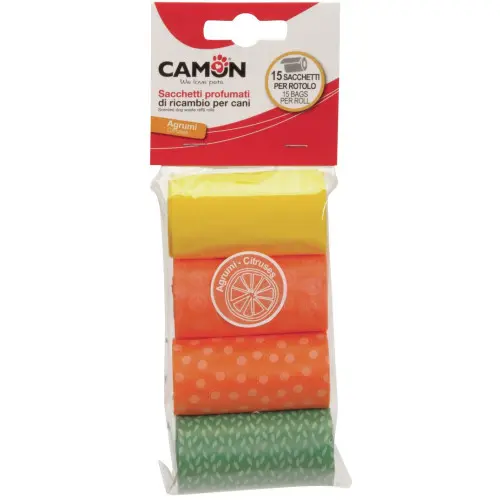 Pungi igienice pentru caini, Camon Citrice, 4 role x 15 buc.