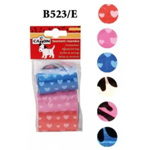 Pungi igienice pentru caini, Camon Mini, diverse culori, set 6 role x 20 buc.