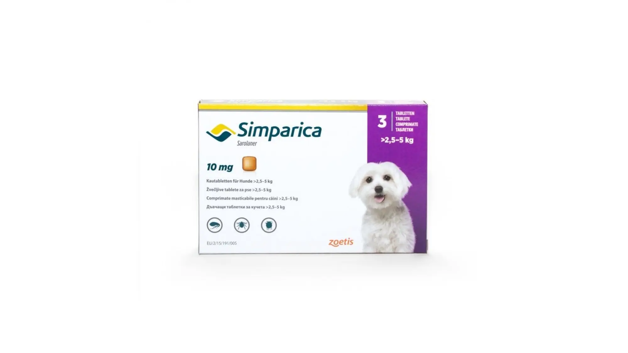 Antiparazitar extern pentru caini Simparica (2-5 kg), 1 tableta (10 mg)
