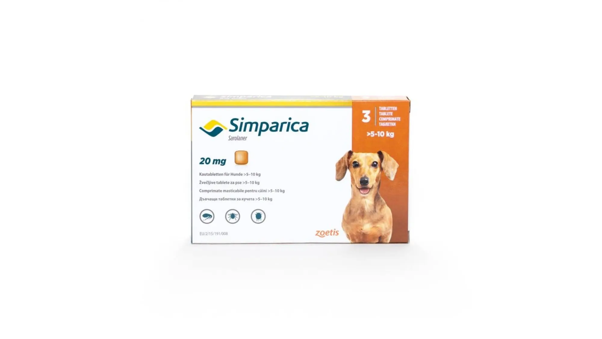 Antiparazitar extern pentru caini Simparica (5-10 kg), 1 tableta (20 mg)