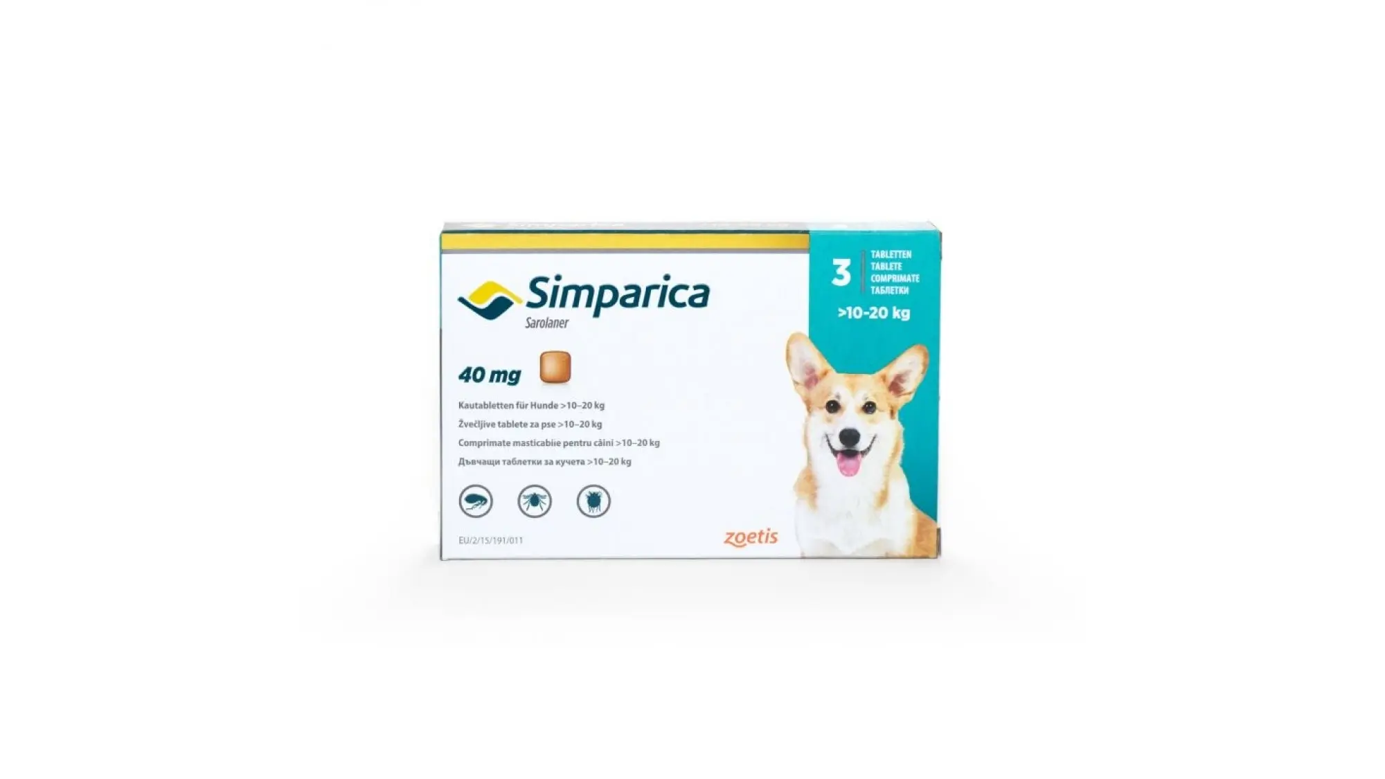 Antiparazitar extern pentru caini intre 10-20 kg Simparica, 1 tableta (40 mg)