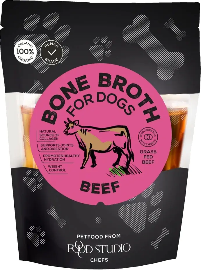 Supa de oase pentru caini, Food Studio, vita, bio, 230 ml