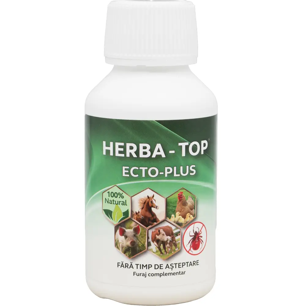 Herba-Top ecto plus, antiparazitar extern, natural, pentru animalele de ferma, 100 ml