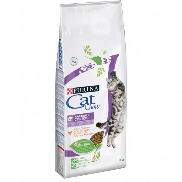 Purina Cat Chow Hairball Control, carne de vita, peste si pasare, hrana uscata pentru pisici adulte, 1.5 kg
