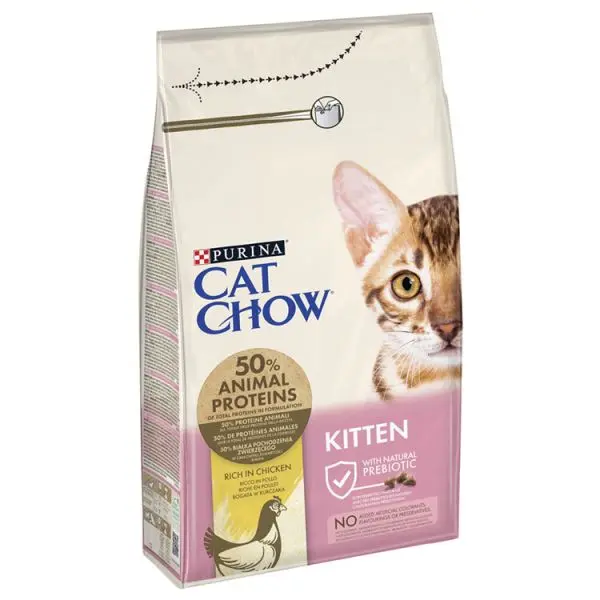Purina Cat Chow Kitten, carne de vita, peste si pasare, hrana uscata pentru pisici junior, 1.5 kg