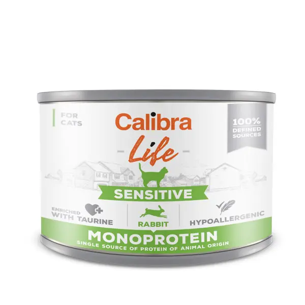 Calibra Cat Life can Sensitive Rabbit,Pachet 4 X 200 g