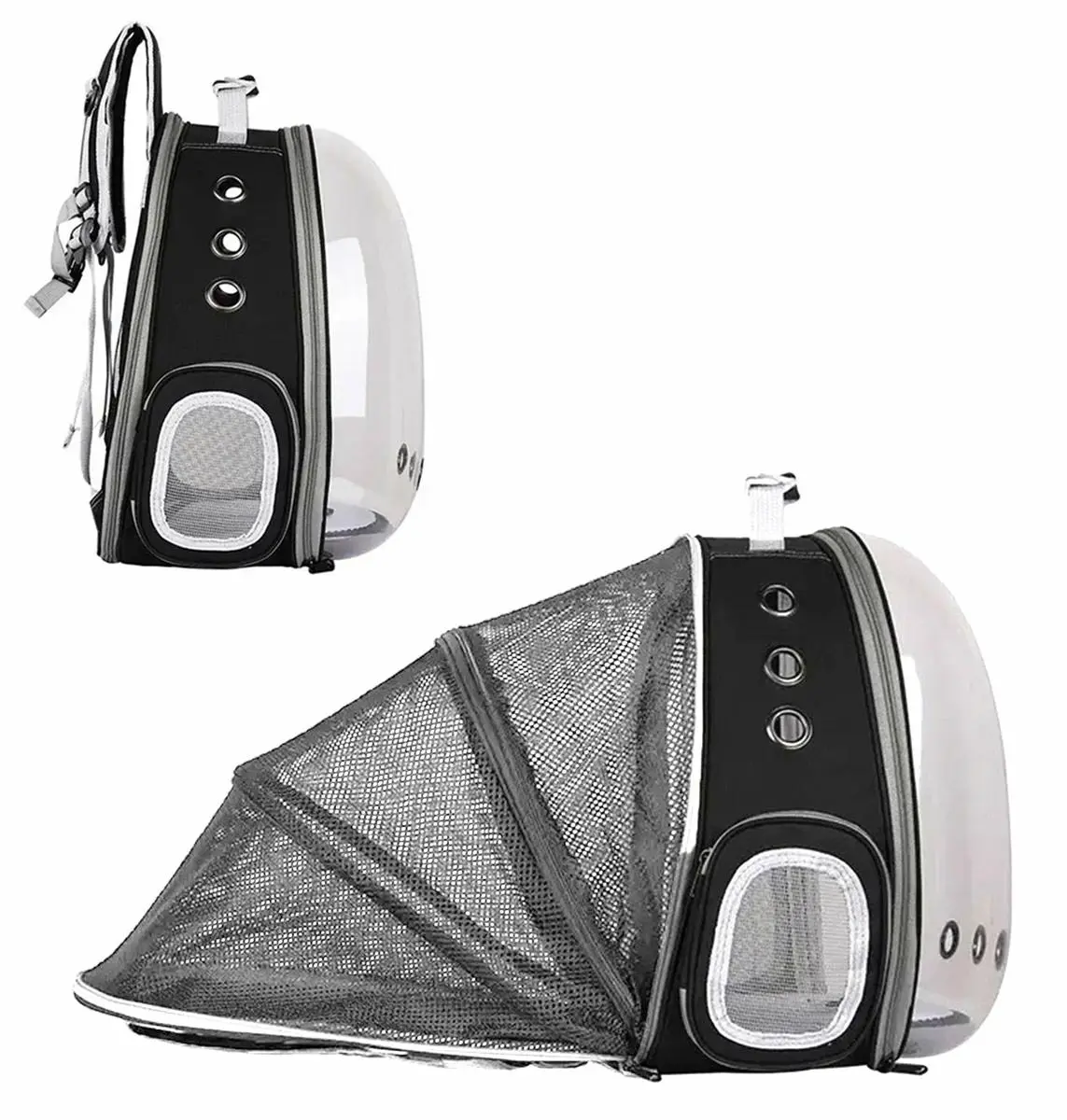 Rucsac Pentru Transport Pisici, Negru, Transparent, Extensibil