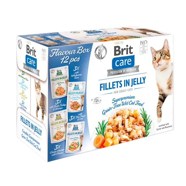 Brit Care Cat Flavour box Fillet in Jelly, 4x3 plicuri (12x85g)