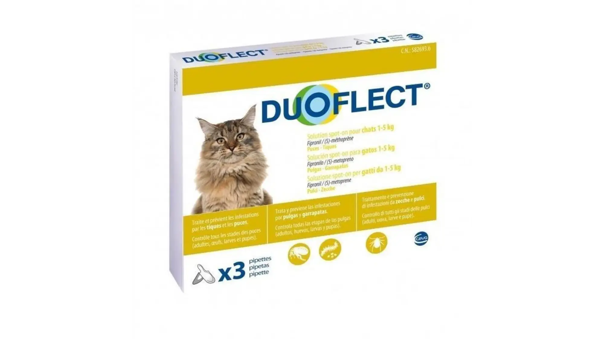 Solutie antiparazitara, spot-on pentru pisici Douflect, 3 pipete