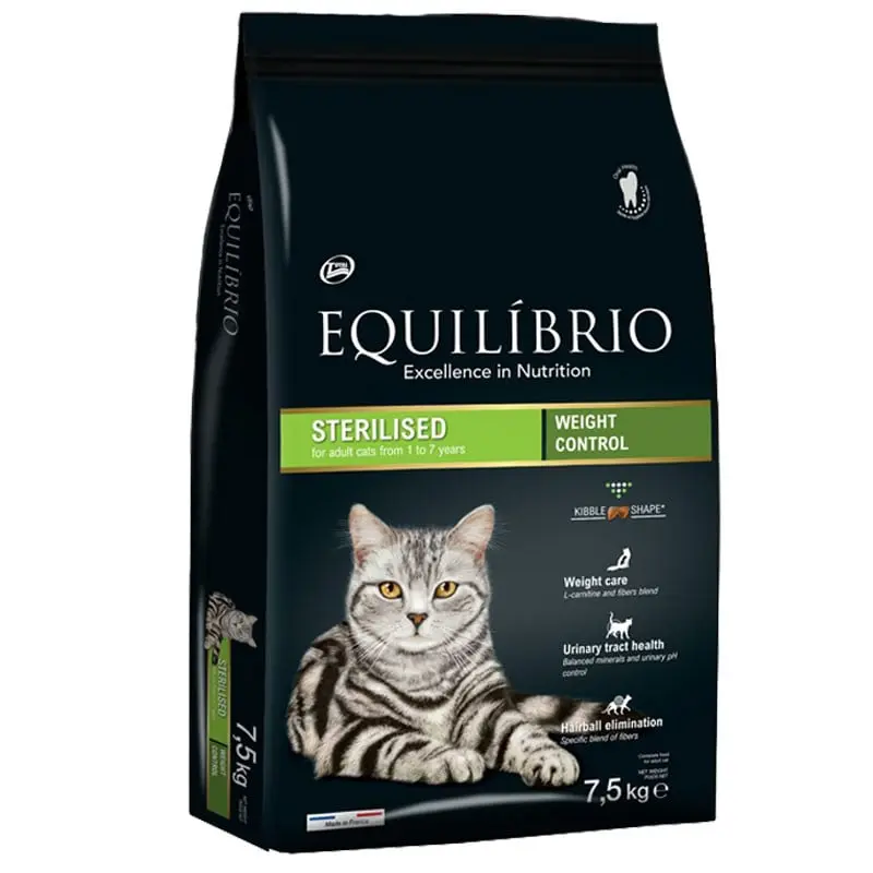 Equilibrio, hrana uscata pentru pisici sterilizate, weight control, 7.5 kg